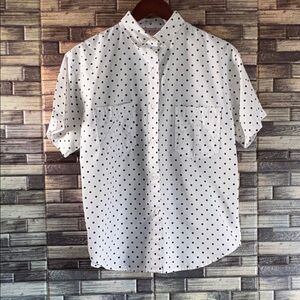 Vintage Medium Licorice White Polka Dot Women’s Button Down Shirt